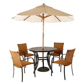 Conjunto de 4 Cadeiras e Mesa com Ombrelone em Alumínio para Área, Piscina e Edícula Trama