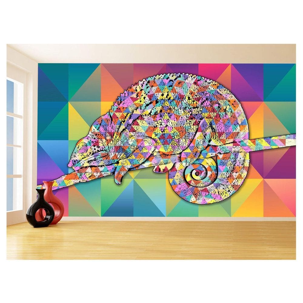 Papel De Parede 3D Animais Pop Art Camaleão Pet 3,5M Pxa15