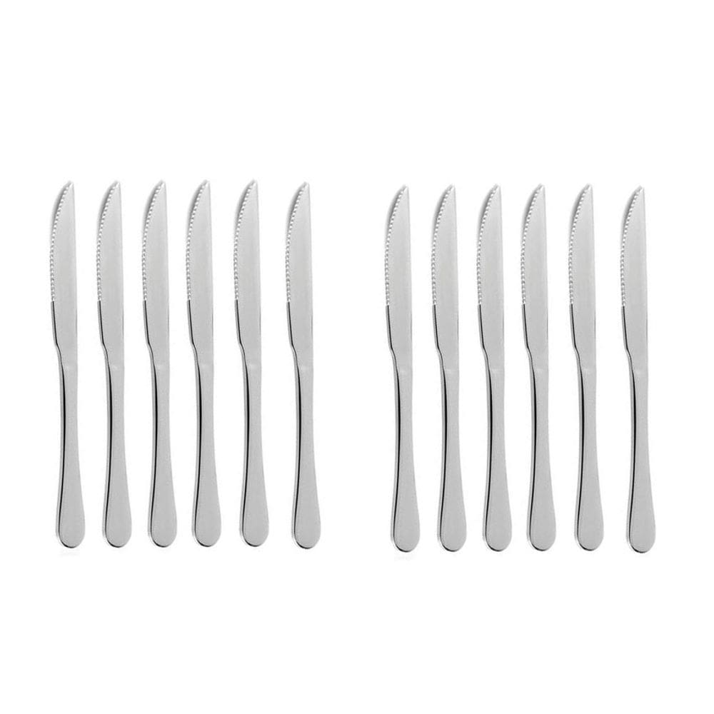 Faca de Mesa Churrasco Inox Resistente Serrilhada Elite 12un