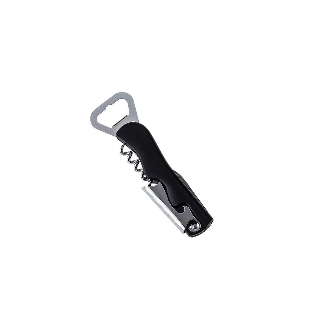 Abridor de Garrafas e Saca Rolha Preto Aço Inox