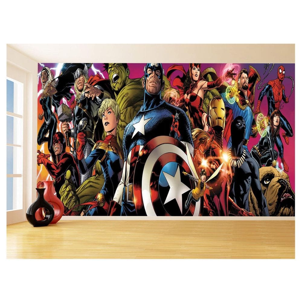 Papel De Parede 3D Heróis Vingadores Arte Hq 3,5M Nhma303