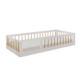 Cama Infantil Montessoriana Casal Tigus Matteo 100% em MDF Branco/Amadeirado