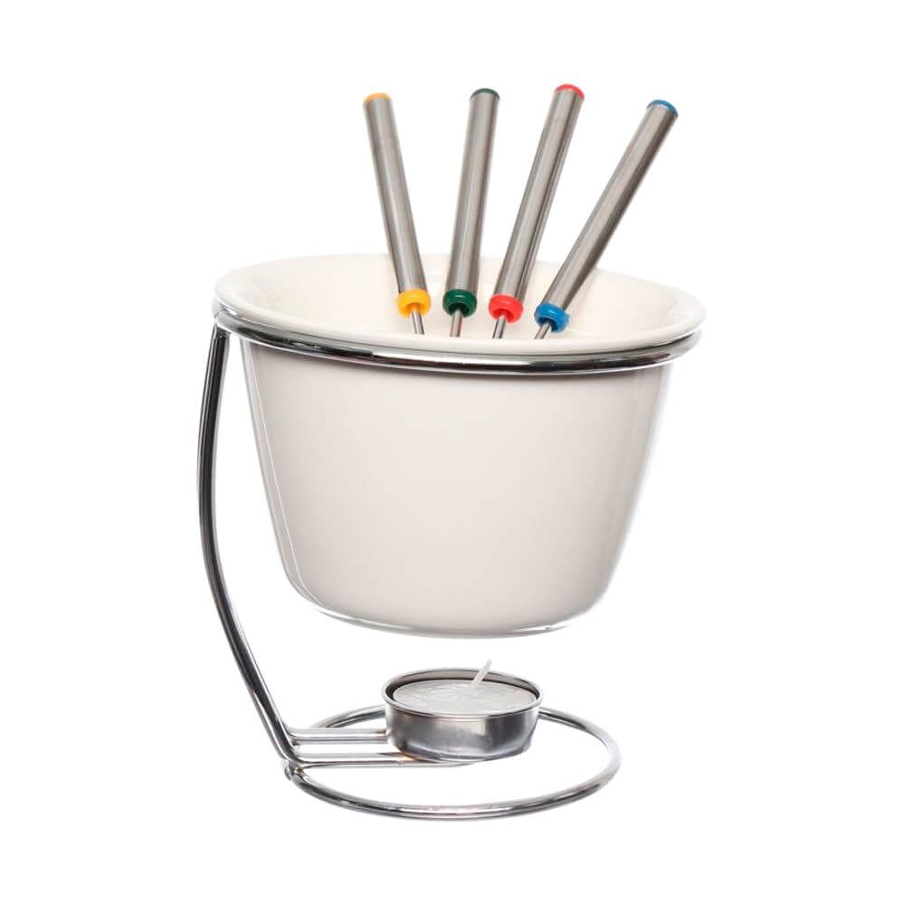 Aparelho de Fondue de Chocolate e Queijo em Cerâmica 7 Peças New Branco - Hauskraft