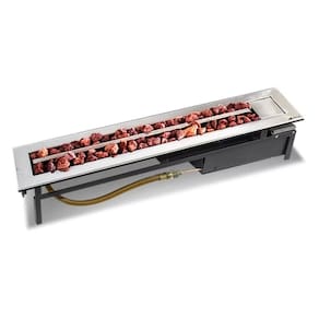 Lareira a Gás de Embutir em Aço Inox Stile 150 Cm - JX Metais