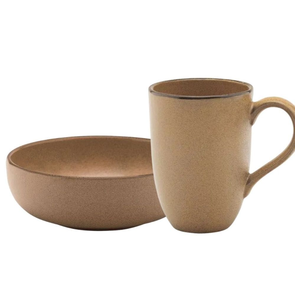 Kit Lanche Tigela 600ml e Caneca 350ml Flat Ocre Oxford