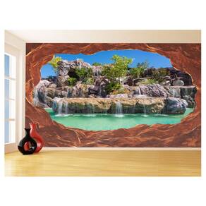 Papel De Parede 3D Praia Mar Caverna Pedras Céu 3,5M Npr288