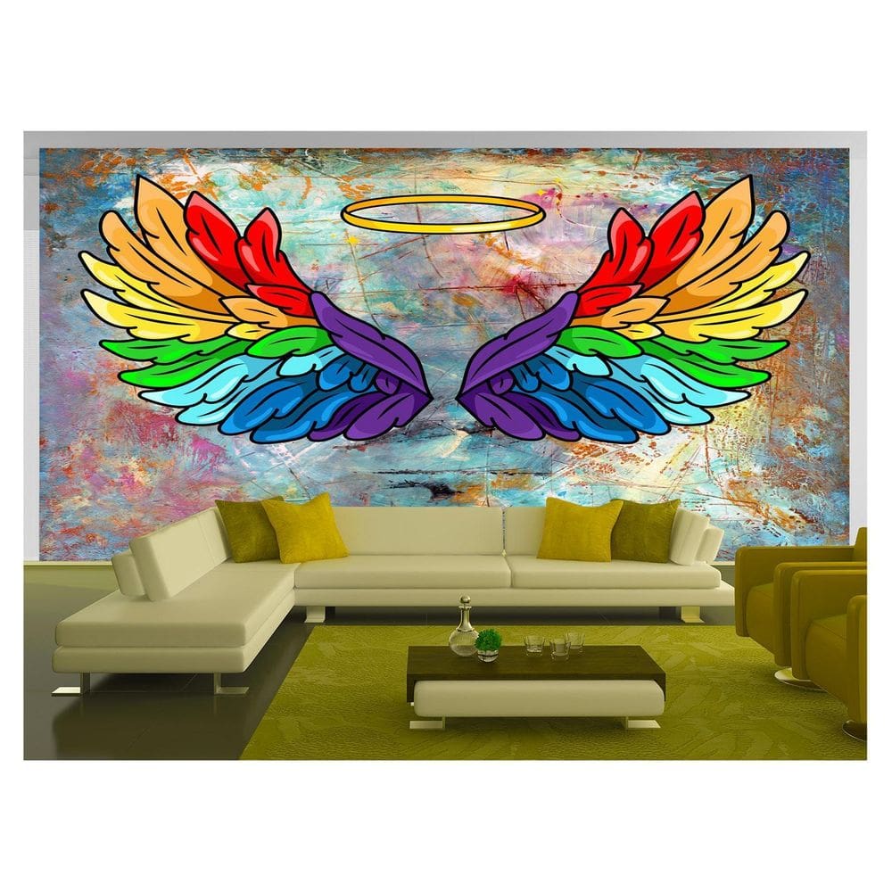 Papel De Parede 3D Arte Asas Selfie Insta Cores 3,5M Tra353