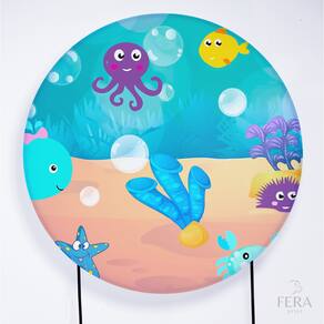 Painel Decorativo para Festa 1,80x1,80 metros Vesti Fácil com Elástico Fundo do Mar - Fera Print