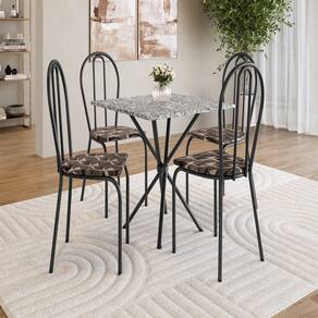 Conjunto de Mesa com 4 Cadeiras Leia Preto / Palha / Ocre