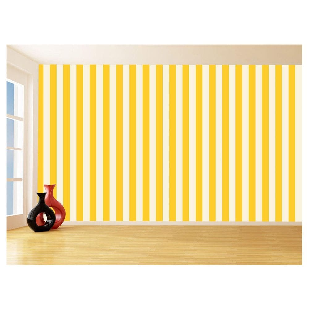Papel De Parede 3D Sala Cozinha Listras Amarelo 3,5M Lst53