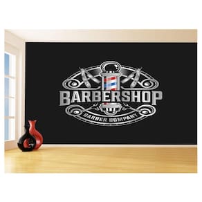 Papel De Parede 3D Barbearia Barber Shop Logo 3,5M Brb34