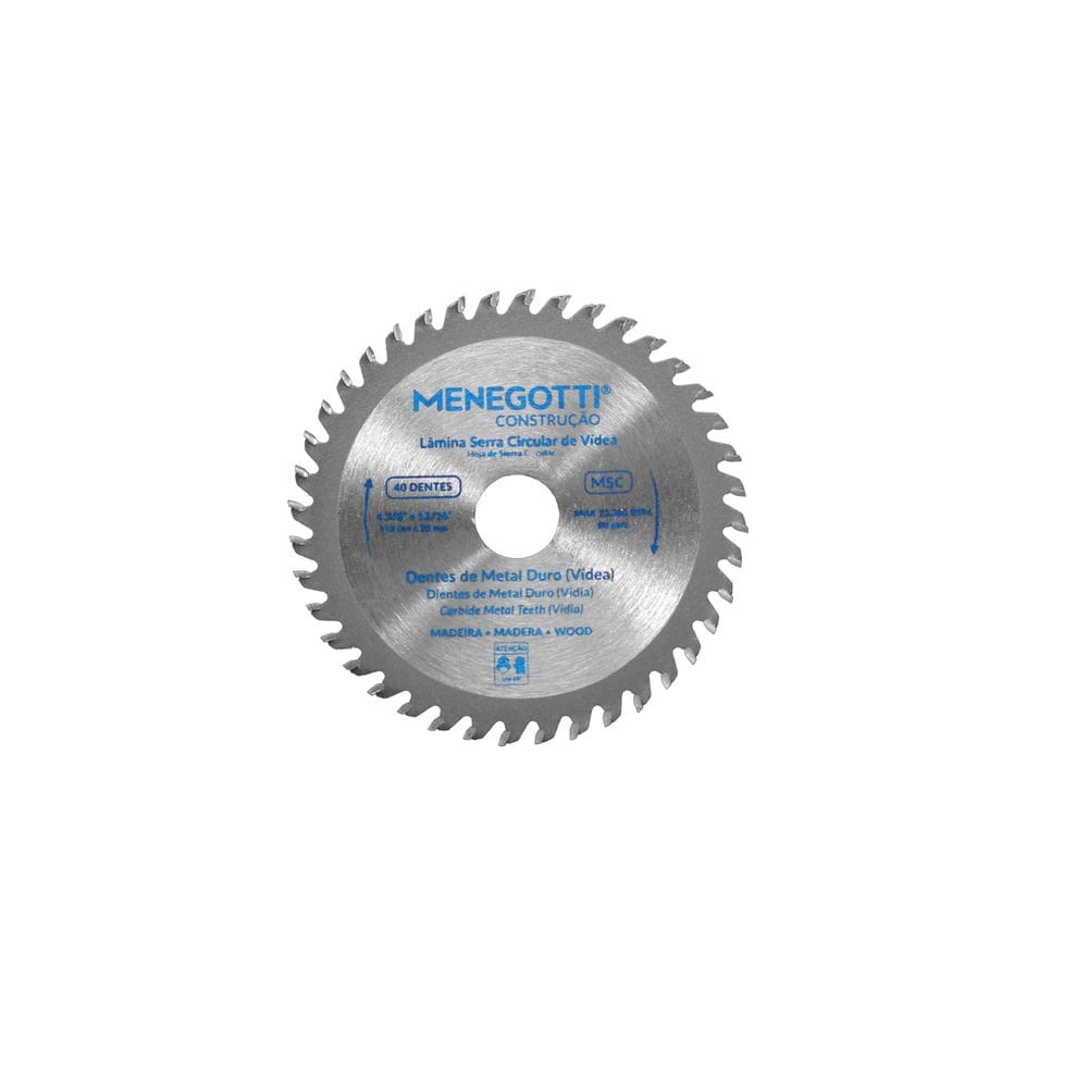 Disco Serra Circular Vídea 4.3/8 Pol (110mm) 40 Dentes MSC Menegotti