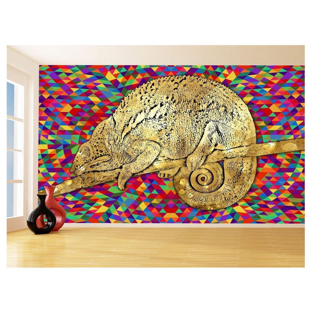 Papel De Parede 3D Animais Pop Art Camaleão Pet 3,5M Pxa01