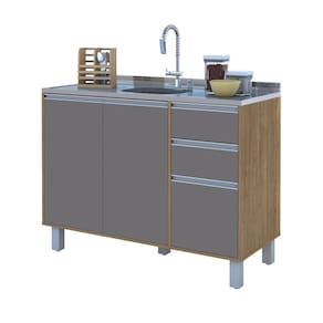 Balcão Cozinha Gabinete Pia 120 Premium com Tampo Removível