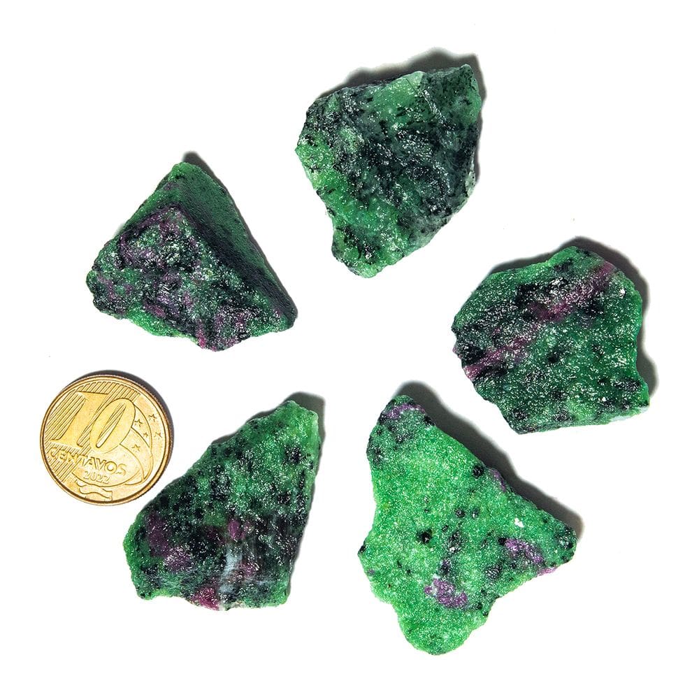 05 Rubi na Zoisita Pedra Bruto Natural 8g 2 a 4cm Classe B