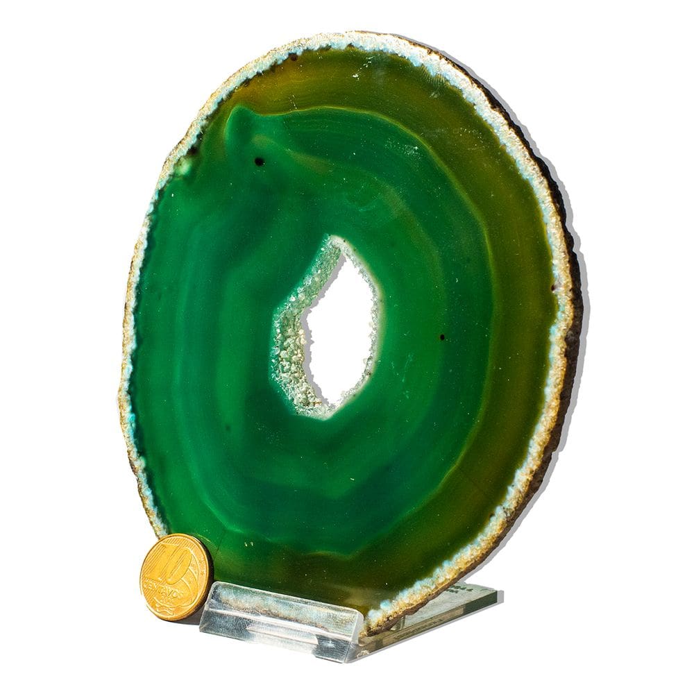 Chapa de Ágata Verde Porta Copos Ou Artesanato 12 a 14cm