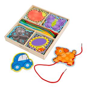 Cartões de cadarço de madeira Lacing Toys Melissa & Doug Alphabet