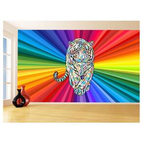 Papel De Parede 3D Animais Pop Art Tigre Felino 3,5M Pxa130
