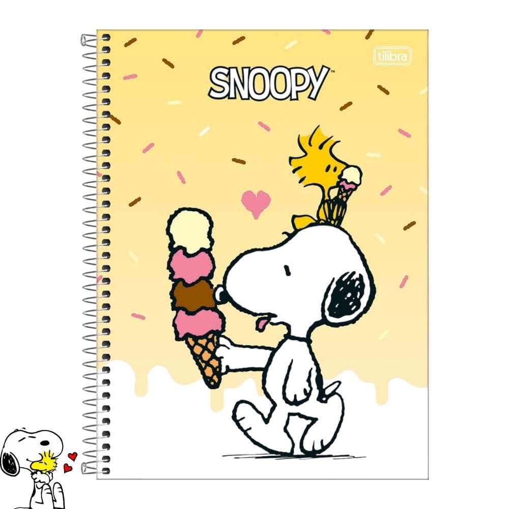 Caderno Espiral Grande Universitário Snoopy 1 Matéria 80 Folhas Pautadas - Tilibra | Papelaria | Material Escolar | Fofo