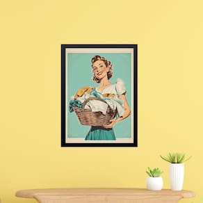 Quadro Decorativo Lavanderia Retrô Pin Up Girl 45X34Cm Vidro