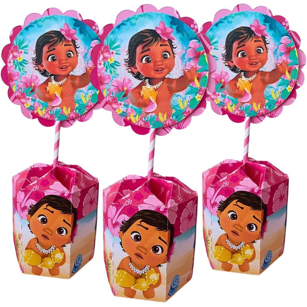 Kit 10 Centro De Mesa Tropical Moana Baby Decorativos