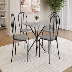 Conjunto de Mesa com 4 Cadeiras Leia Preto / Grafiato / Ocre