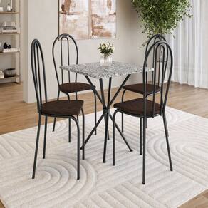 Conjunto de Mesa com 4 Cadeiras Leia Preto / Cacau / Ocre
