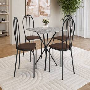 Conjunto de Mesa com 4 Cadeiras Leia Preto / Imbuia / Ocre