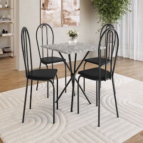 Conjunto de Mesa com 4 Cadeiras Leia Preto / Ocre