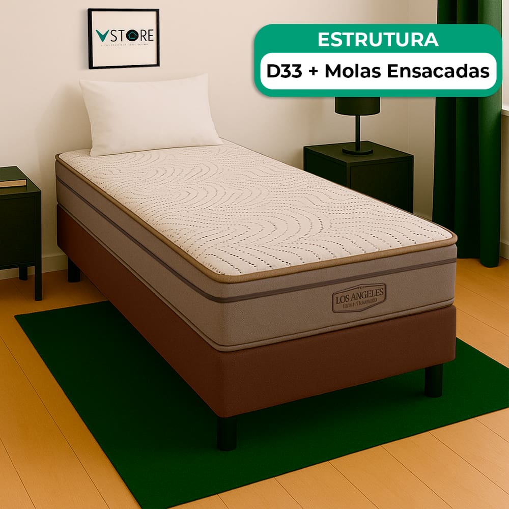Cama Box Marrom Colchão Los Angeles Molas Vstore 78x188