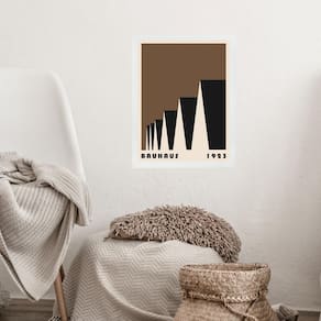 Quadro Bauhaus Marrom - Factory Roofs 33X24Cm - Com Vidro
