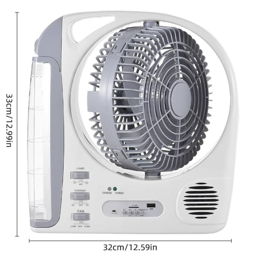 Ventilador Portátil Multifuncional 6 Em 1 Com Luz Led Solar