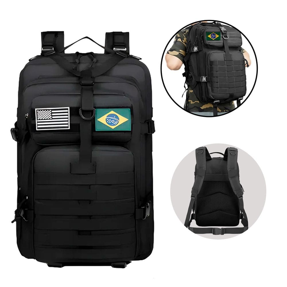 Mochila de Alta Capacidade 50L | Impermeável e Resistente | Vários Compartimentos | Ideal para Viagens, Trilhas, Atividades Externas e Urbanas Preta