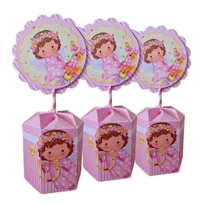 Kit 10 Centros De Mesa Decoração Para Batizado - Rosa