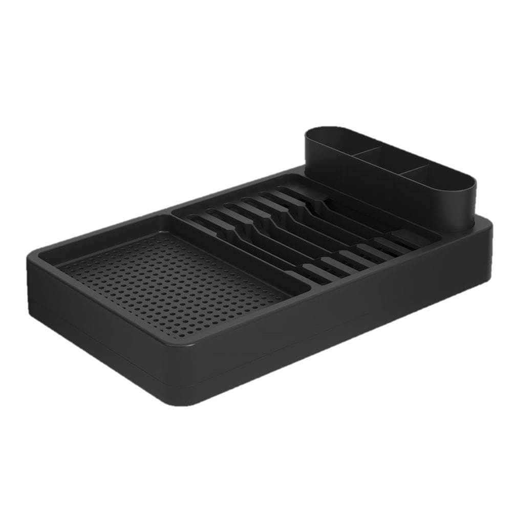 Escorredor De Louças Copos Talheres Pratos com Bandeja Cozinha Flat Preto - 17000 Coza