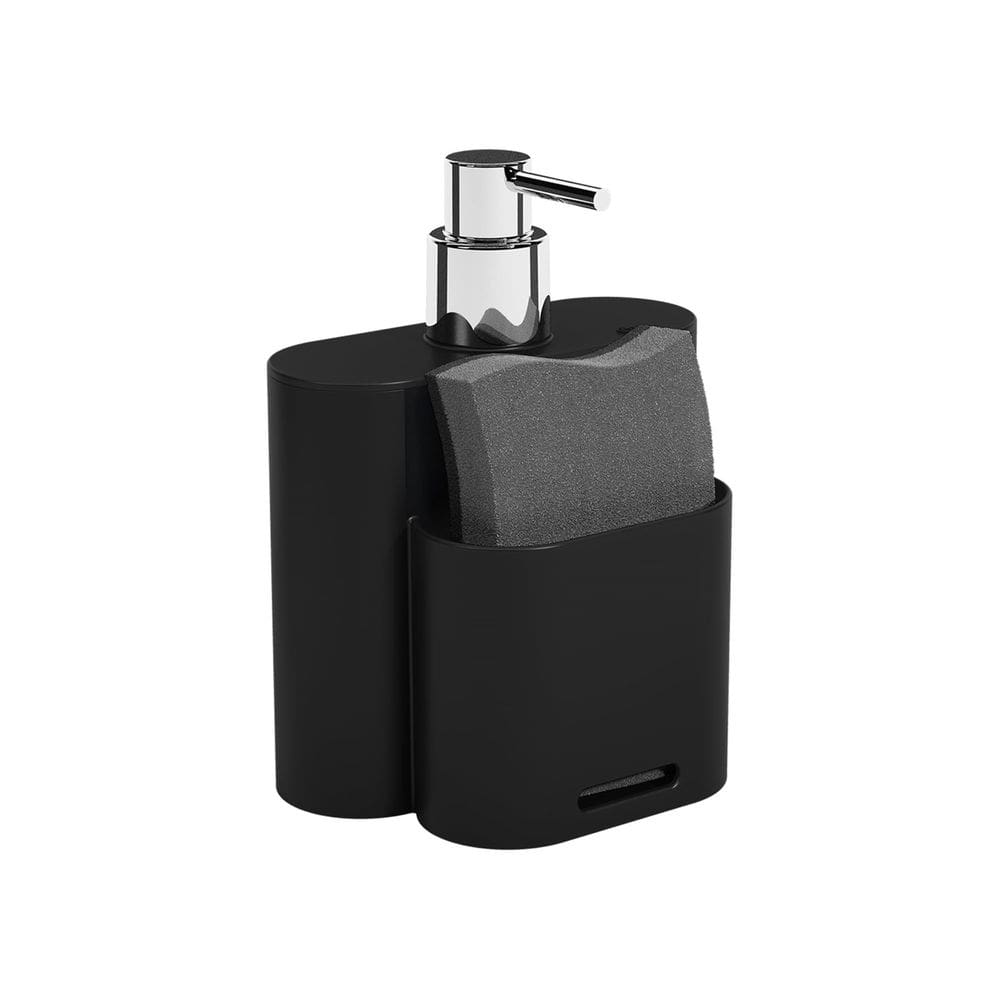 Dispenser Porta Detergente Líquido 500ml Esponja Cozinha Flat Preto- 17002/3 Coza