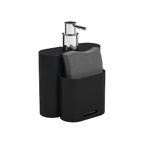Dispenser Porta Detergente Líquido 500ml Esponja Cozinha Flat Preto- 17002/3 Coza