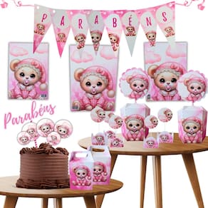 Decoração e Lembrancinhas Ursinho Ursinha baby Chá de bebê Aniversário kit completo