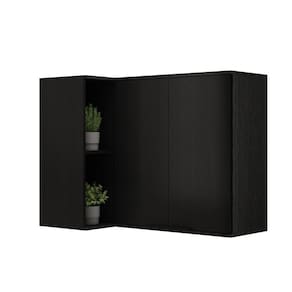 Armário Aéreo de Cozinha Miami 2 Portas com Nicho de Canto Carraro Preto Touch