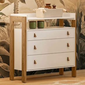 Comoda 3 Gav C/ Nicho Fantasia Em Mdp/Mdf - Branco Acetinado