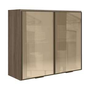 Armario Aereo 2 Portas Vidro MDF 80 cm Kali 1221162 Carvalho Toq Nicioli