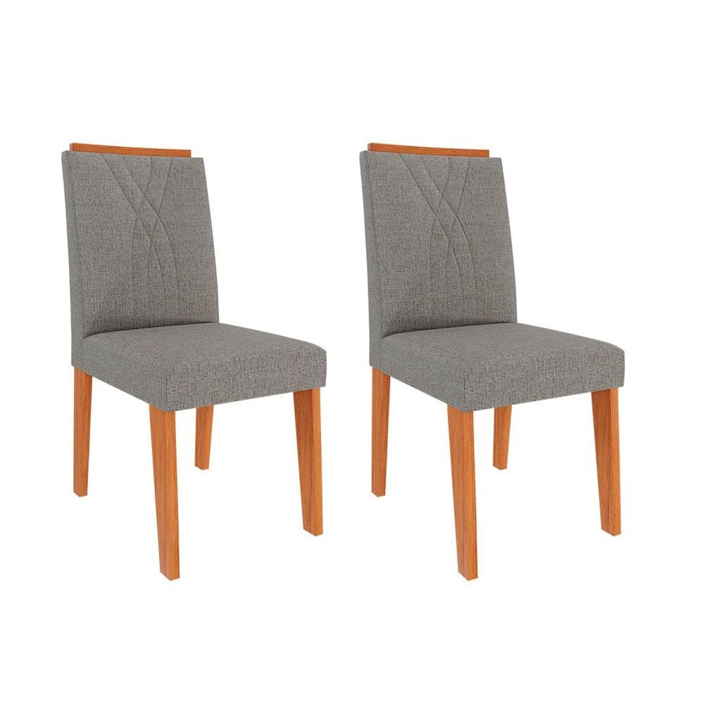 Conjunto com 2 Cadeiras Nicole Linho Grafite e Cinamomo