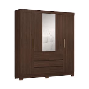 Guarda-Roupa Casal com Espelho Cadis 4 Portas 6 Gavetas Café