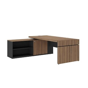 Mesa de Escritório Freya 1 PT Nogal e Preta