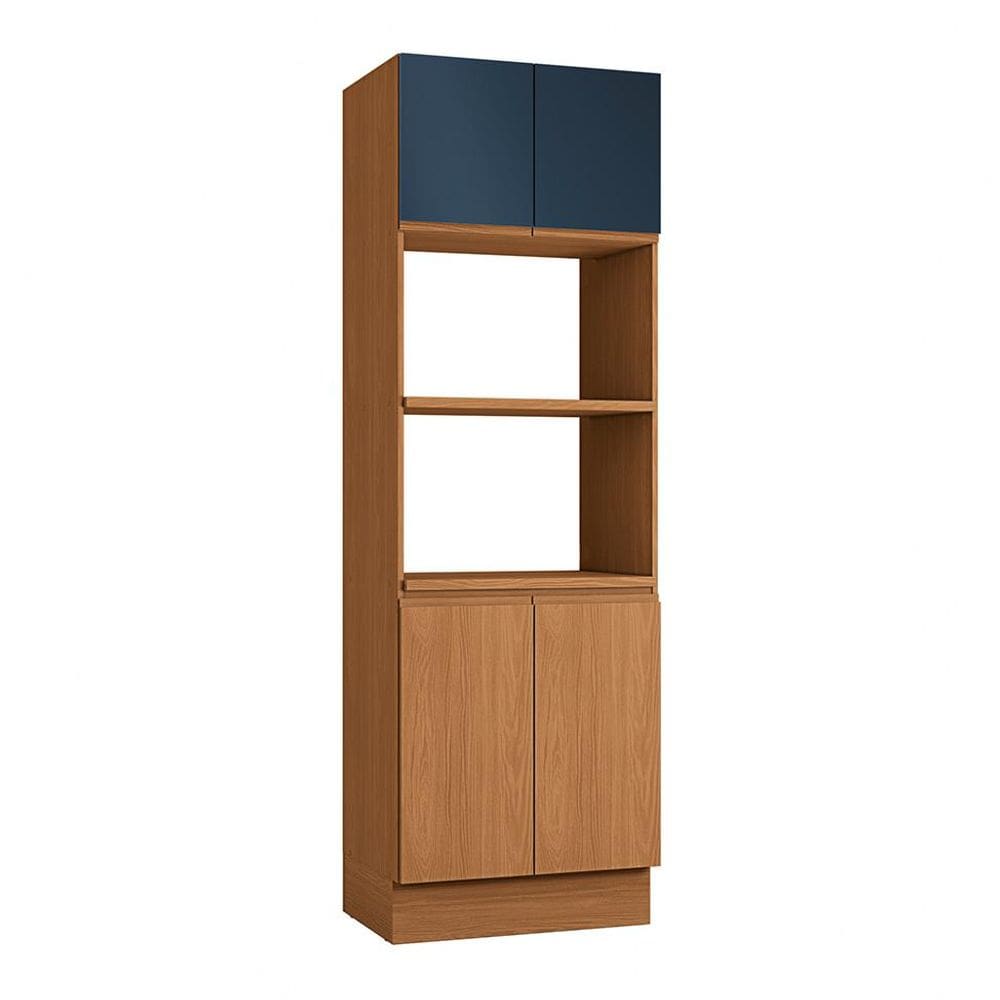 Paneleiro Valence com 2 Nichos 4 Portas Canela e Azul