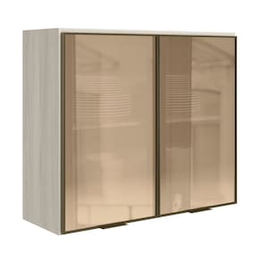 Armario Aereo 2 Portas Vidro MDF 80 cm Kali 1221162 Bianco Toq Nicioli