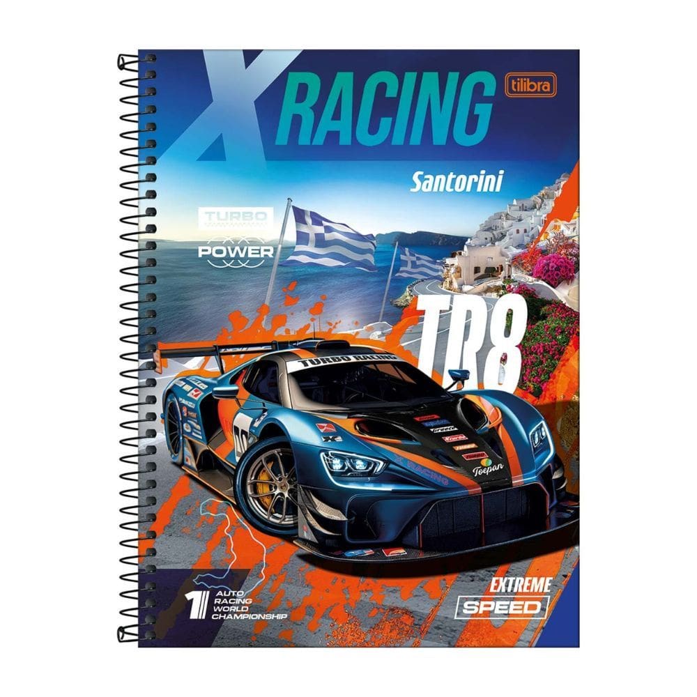Caderno Espiral Grande Universitário Racing Carros 10 Matérias 160 Folhas - Tilibra | Papelaria | Material Escolar |