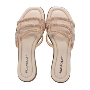 Tamanco Piccadilly Rasteira Feminina Strass Rosa
