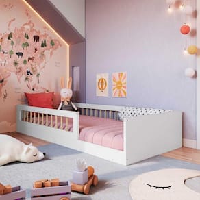 Cama Montessoriana Infantil Solteiro Proteção Lateral Affetto Completa Móveis