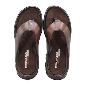 Chinelo Pegada Masculino em Couro Pinhão